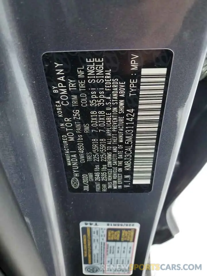 14 Photograph of a damaged car KM8J3CAL5MU311424 HYUNDAI TUCSON 2021