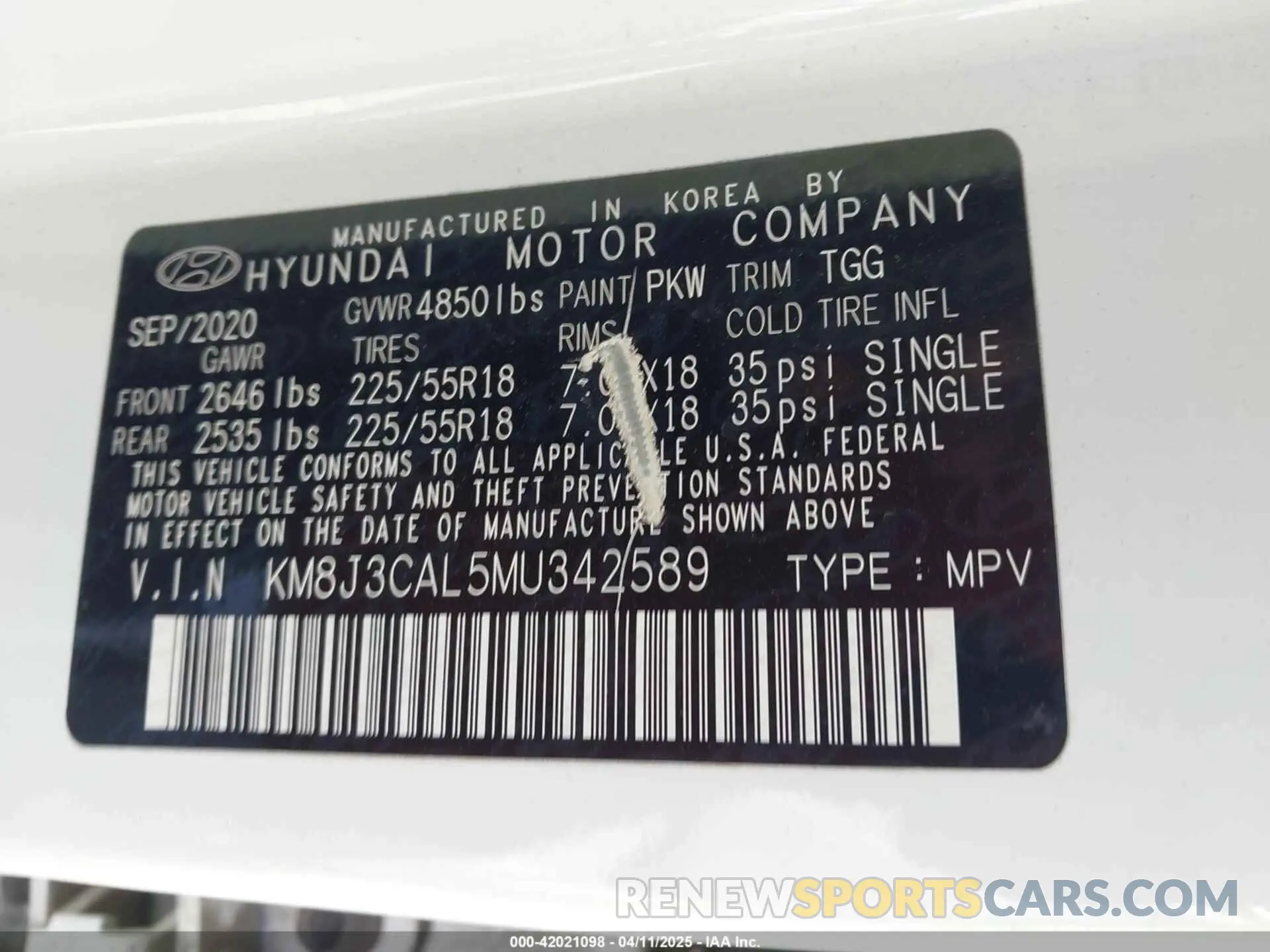 9 Photograph of a damaged car KM8J3CAL5MU342589 HYUNDAI TUCSON 2021