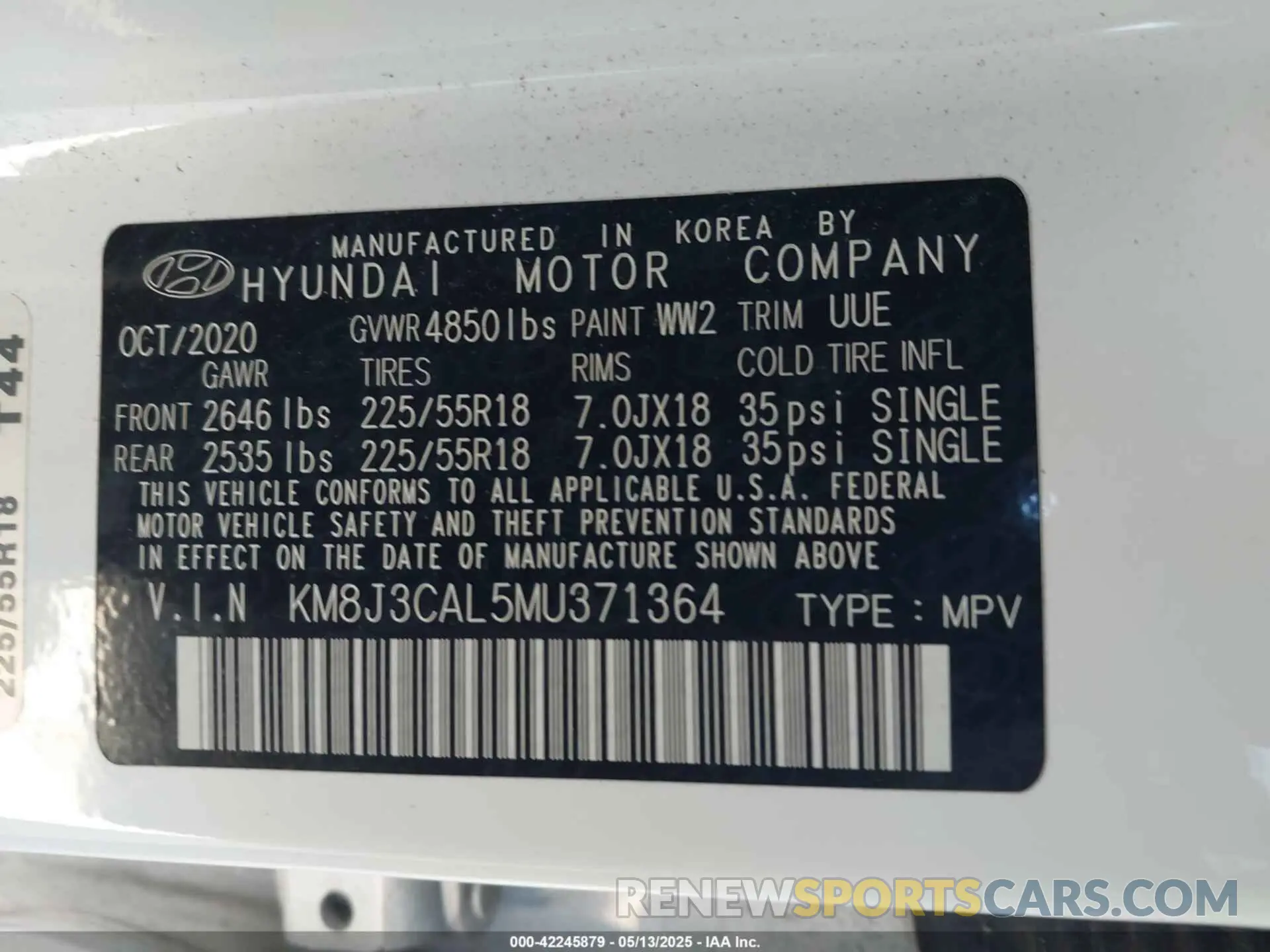 9 Photograph of a damaged car KM8J3CAL5MU371364 HYUNDAI TUCSON 2021