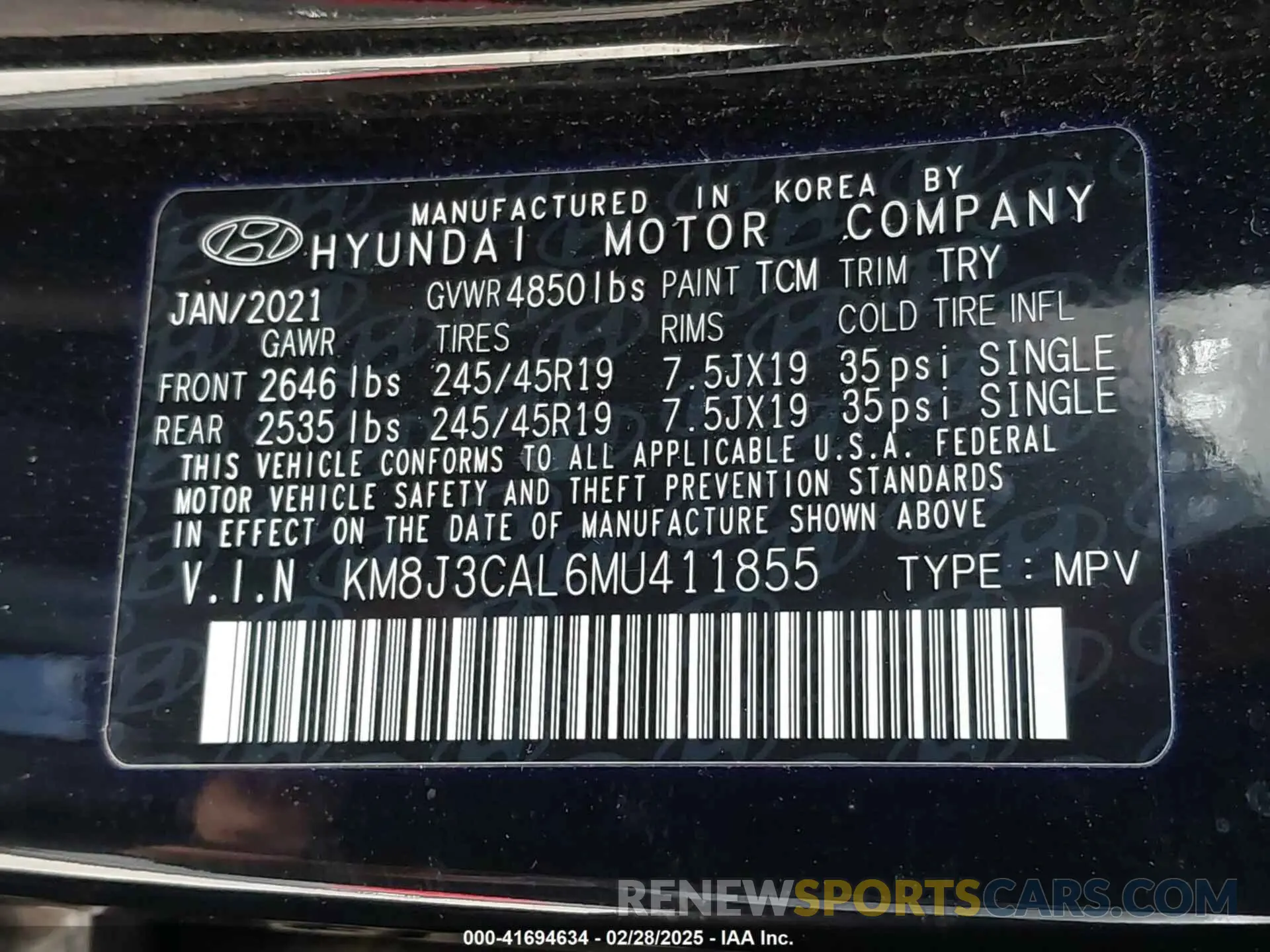 9 Photograph of a damaged car KM8J3CAL6MU411855 HYUNDAI TUCSON 2021