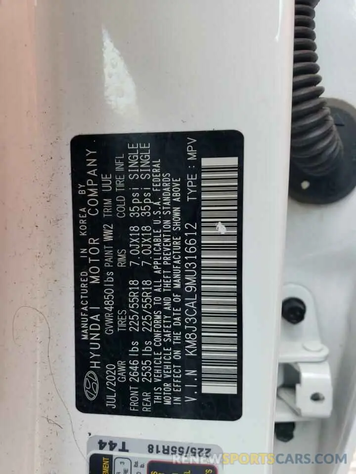 16 Photograph of a damaged car KM8J3CAL9MU316612 HYUNDAI TUCSON 2021