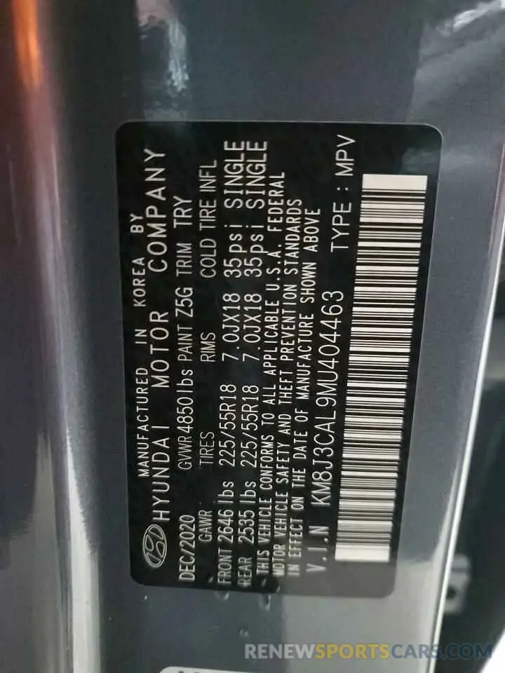 15 Photograph of a damaged car KM8J3CAL9MU404463 HYUNDAI TUCSON 2021