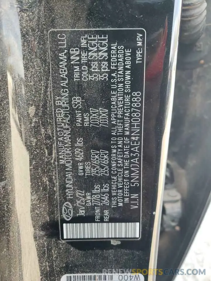 15 Photograph of a damaged car 5NMJA3AE4NH087888 HYUNDAI TUCSON 2022