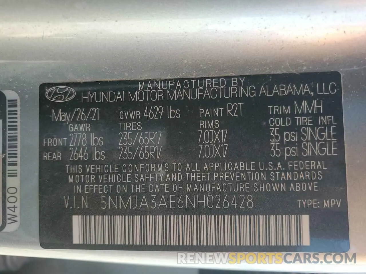 15 Photograph of a damaged car 5NMJA3AE6NH026428 HYUNDAI TUCSON 2022