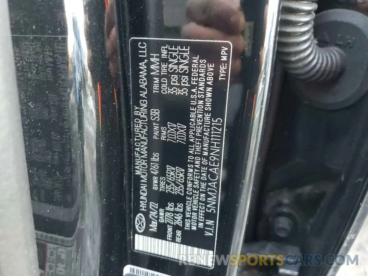 13 Photograph of a damaged car 5NMJACAE9NH111215 HYUNDAI TUCSON 2022