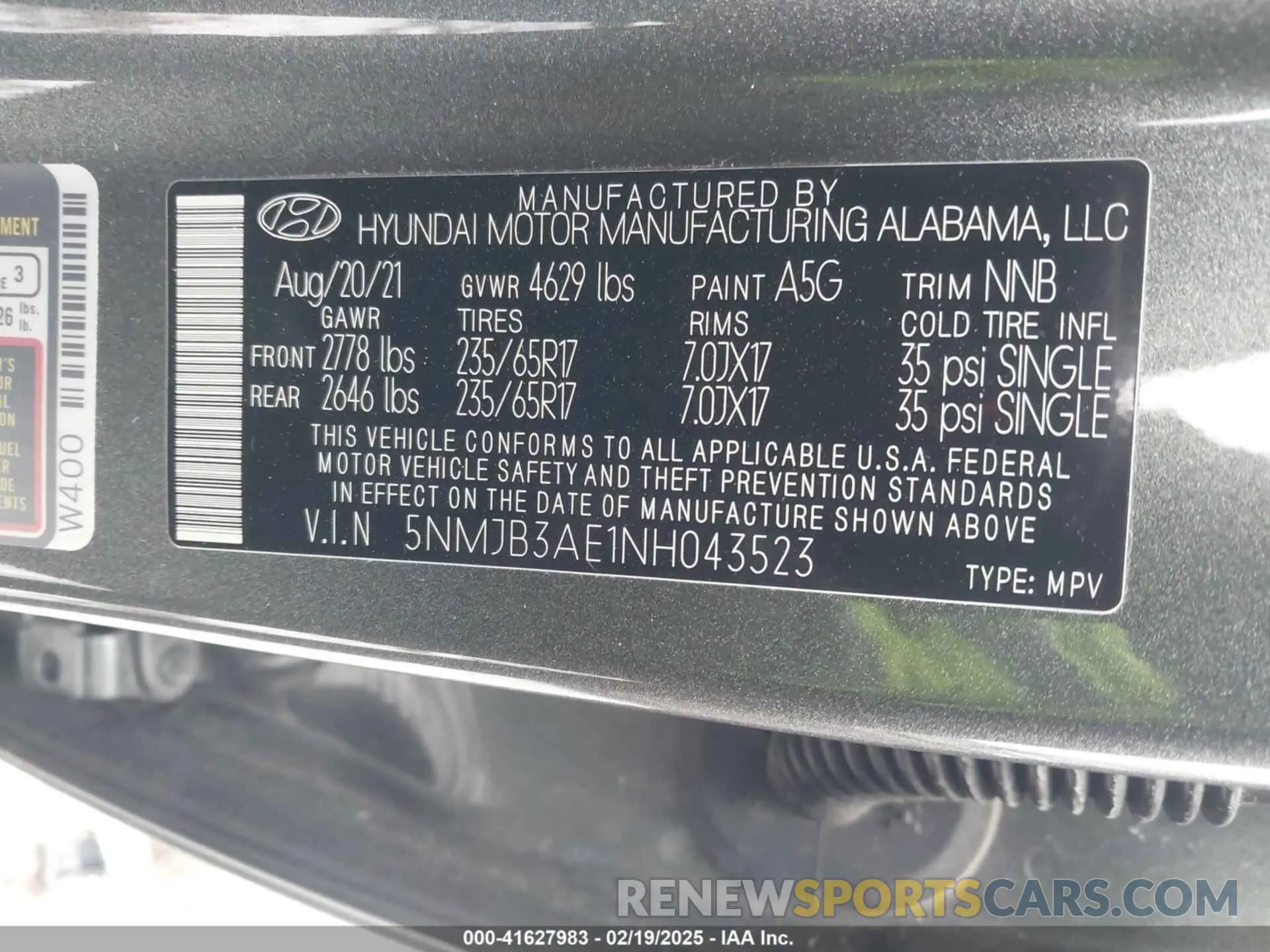 9 Photograph of a damaged car 5NMJB3AE1NH043523 HYUNDAI TUCSON 2022