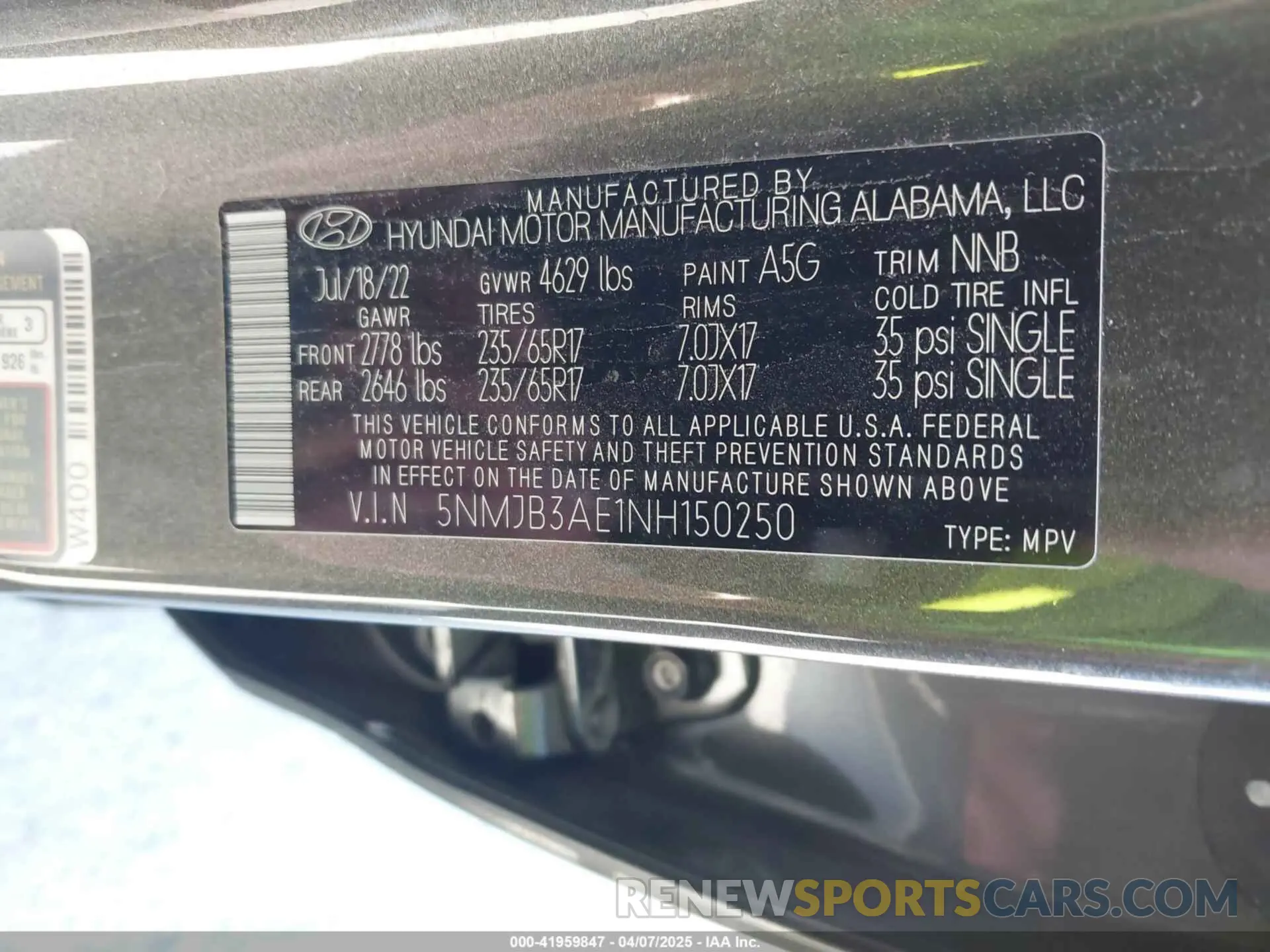 9 Photograph of a damaged car 5NMJB3AE1NH150250 HYUNDAI TUCSON 2022