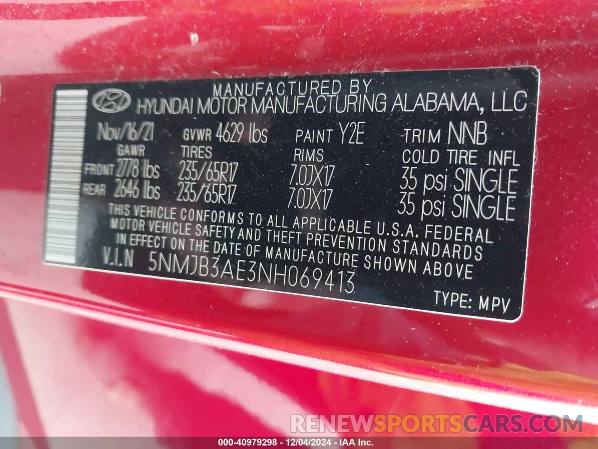 9 Photograph of a damaged car 5NMJB3AE3NH069413 HYUNDAI TUCSON 2022