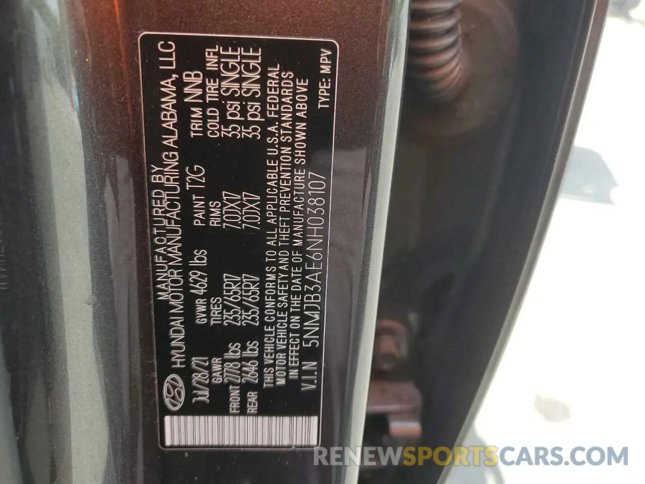 13 Photograph of a damaged car 5NMJB3AE6NH038107 HYUNDAI TUCSON 2022