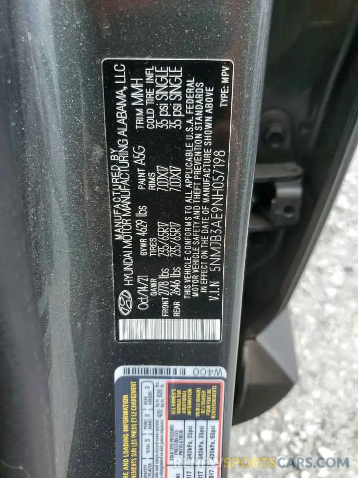 14 Photograph of a damaged car 5NMJB3AE9NH057198 HYUNDAI TUCSON 2022
