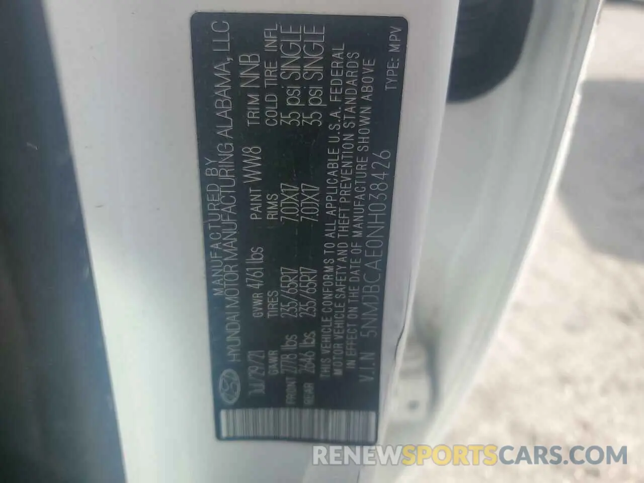 13 Photograph of a damaged car 5NMJBCAE0NH038426 HYUNDAI TUCSON 2022