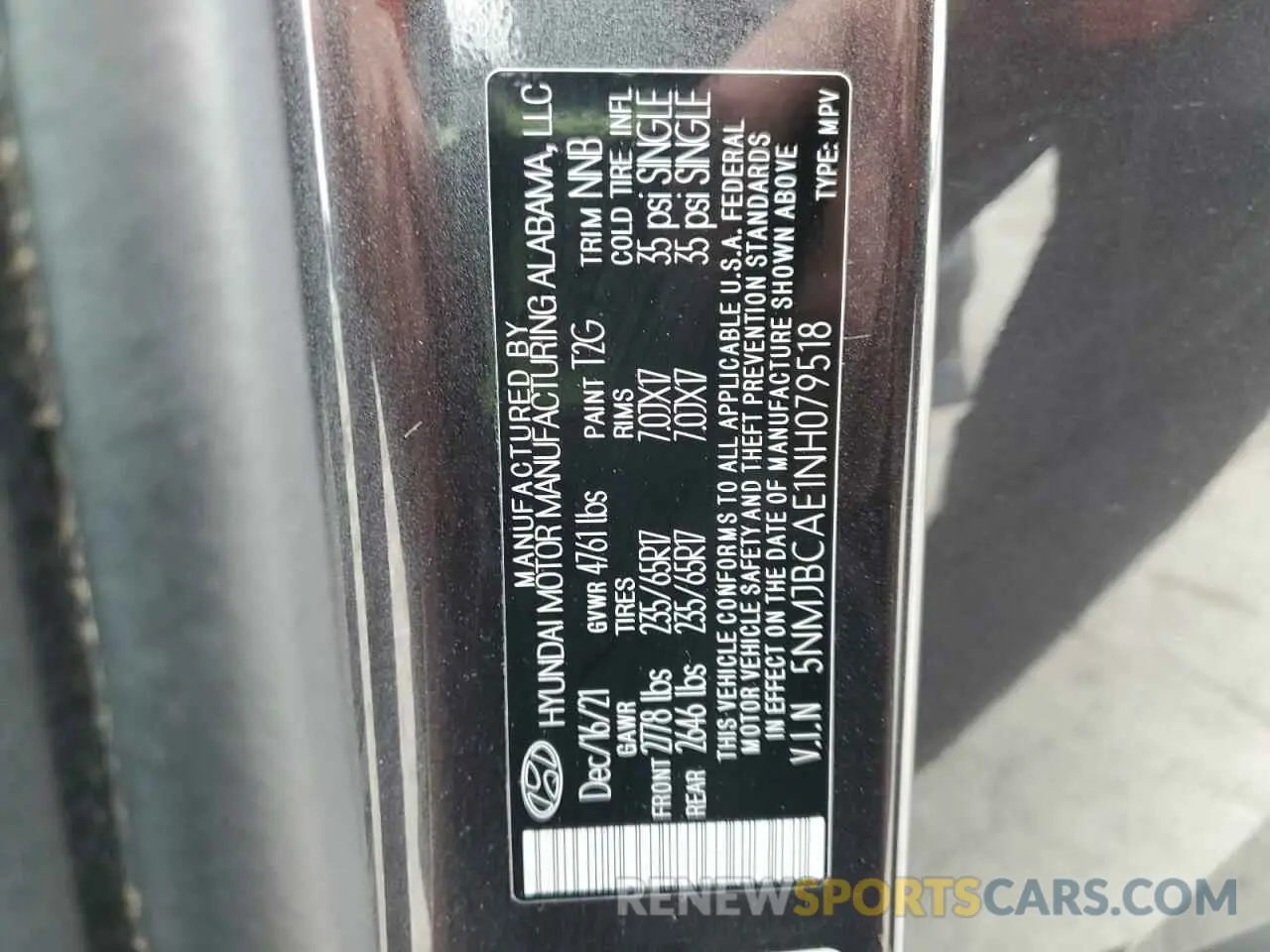 14 Photograph of a damaged car 5NMJBCAE1NH079518 HYUNDAI TUCSON 2022