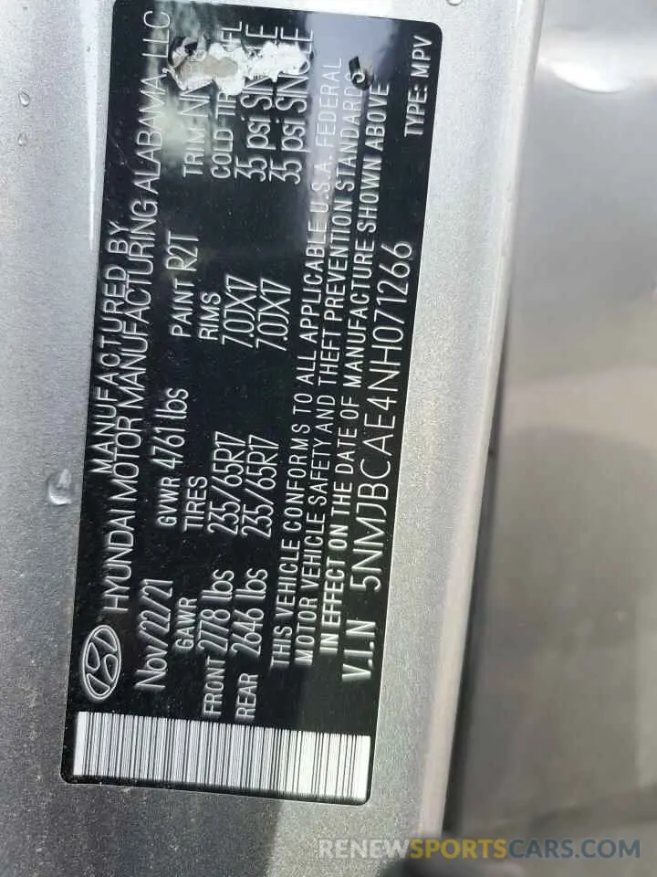 14 Photograph of a damaged car 5NMJBCAE4NH071266 HYUNDAI TUCSON 2022