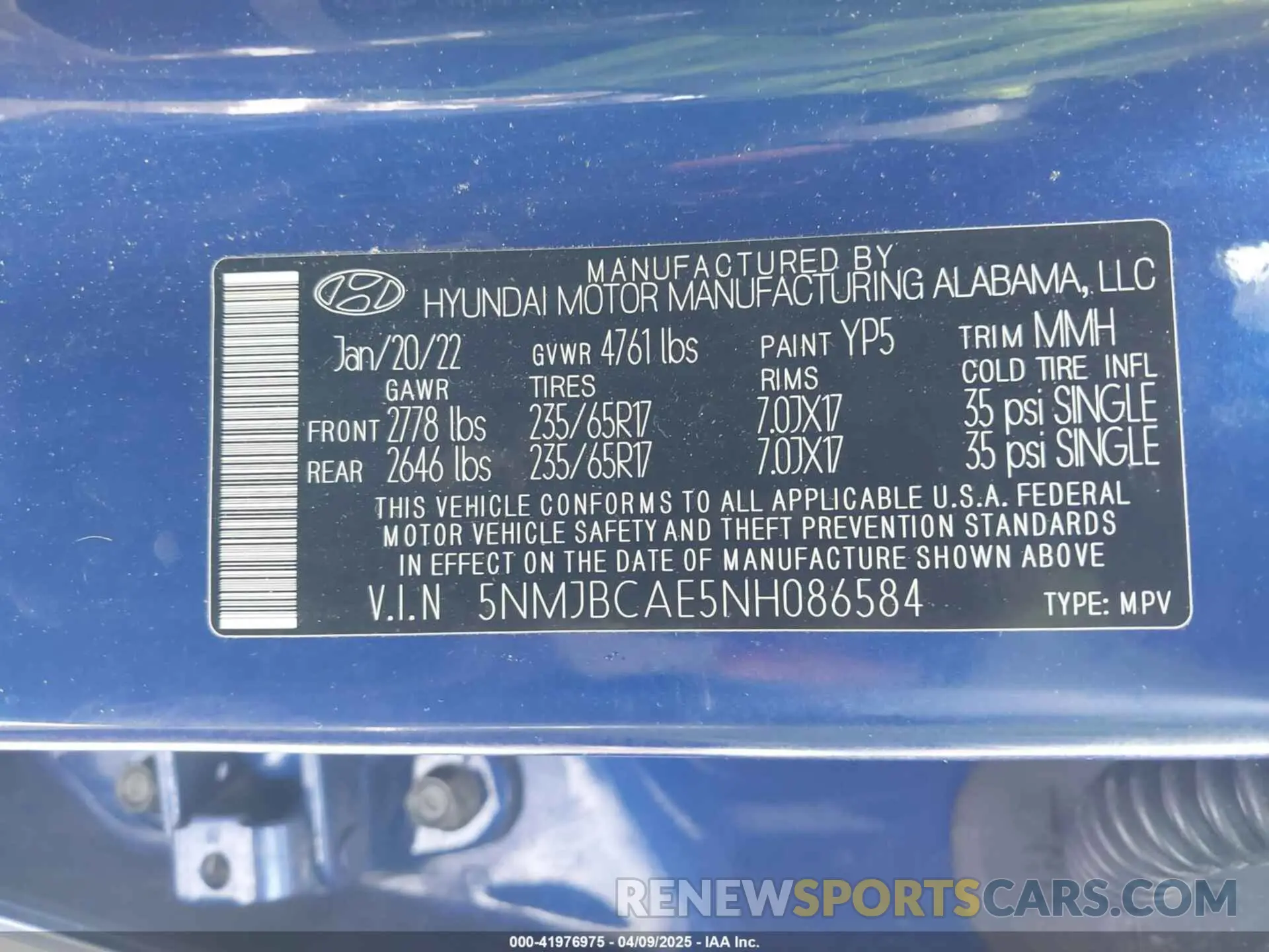 9 Photograph of a damaged car 5NMJBCAE5NH086584 HYUNDAI TUCSON 2022