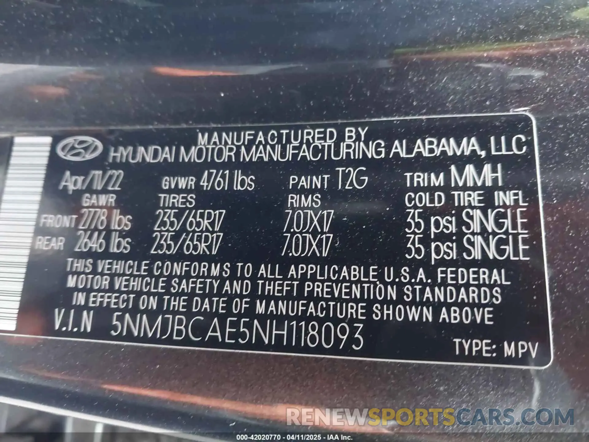 9 Photograph of a damaged car 5NMJBCAE5NH118093 HYUNDAI TUCSON 2022