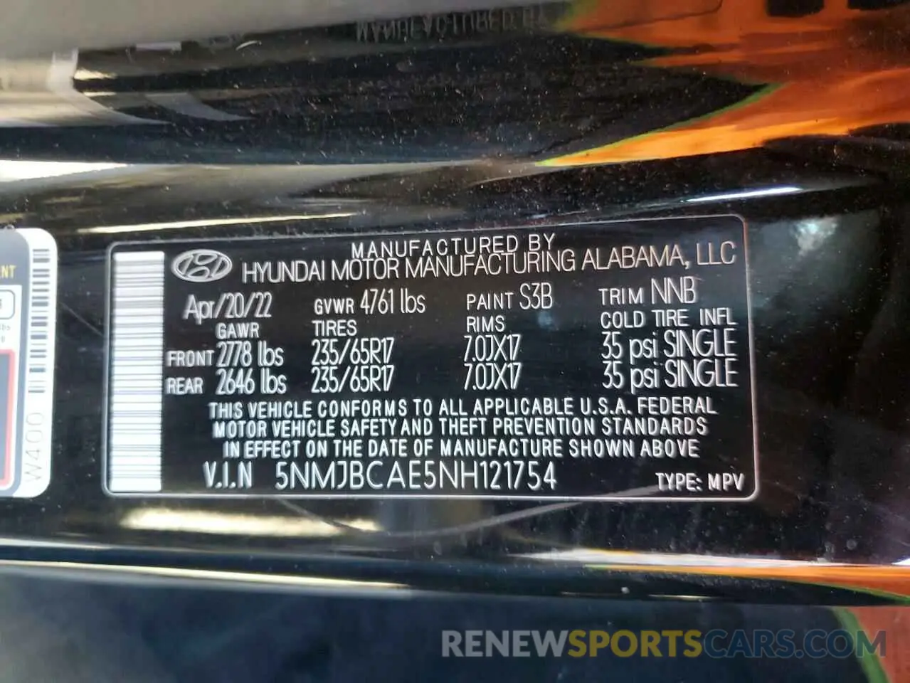 14 Photograph of a damaged car 5NMJBCAE5NH121754 HYUNDAI TUCSON 2022