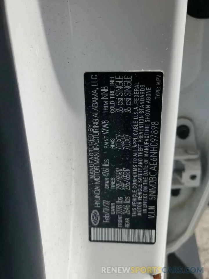 13 Photograph of a damaged car 5NMJBCAE6NH097898 HYUNDAI TUCSON 2022