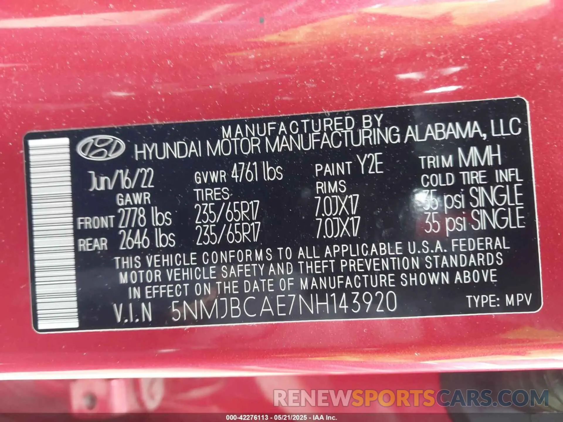 9 Photograph of a damaged car 5NMJBCAE7NH143920 HYUNDAI TUCSON 2022