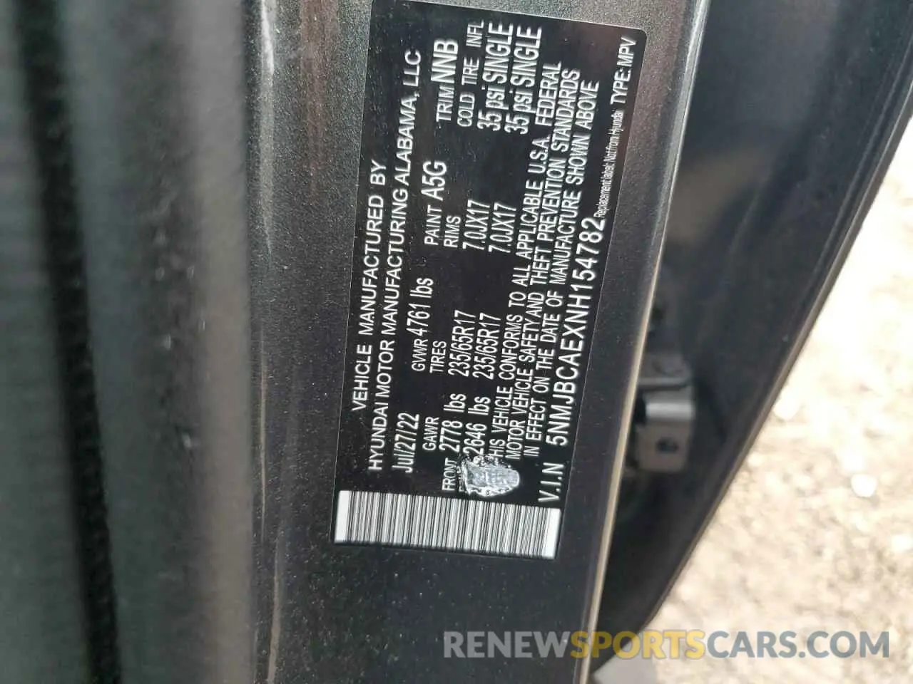 12 Photograph of a damaged car 5NMJBCAEXNH154782 HYUNDAI TUCSON 2022