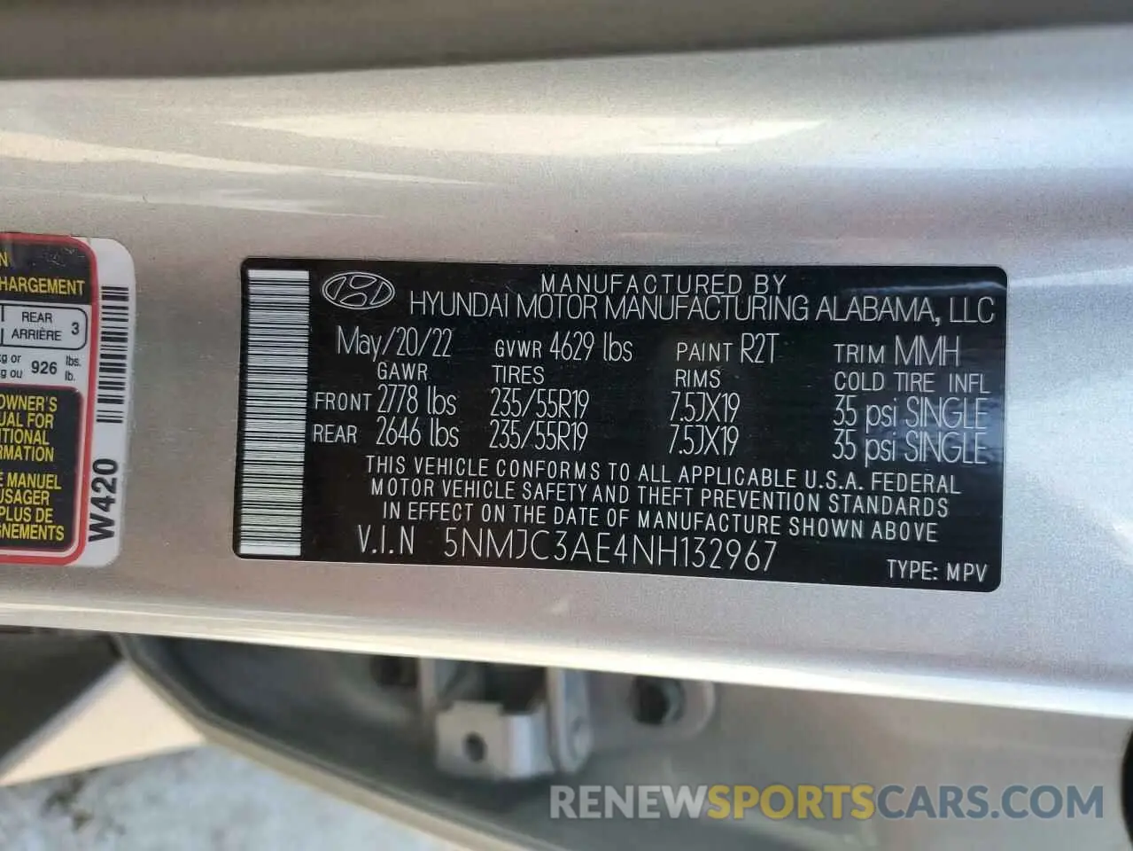 14 Photograph of a damaged car 5NMJC3AE4NH132967 HYUNDAI TUCSON 2022