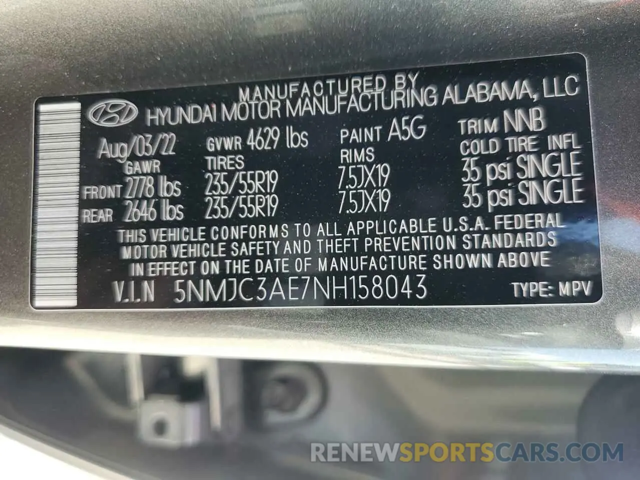 14 Photograph of a damaged car 5NMJC3AE7NH158043 HYUNDAI TUCSON 2022