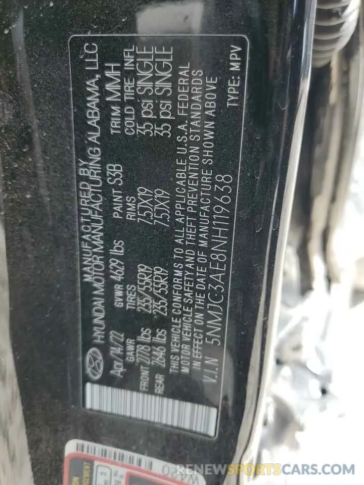 13 Photograph of a damaged car 5NMJC3AE8NH119638 HYUNDAI TUCSON 2022