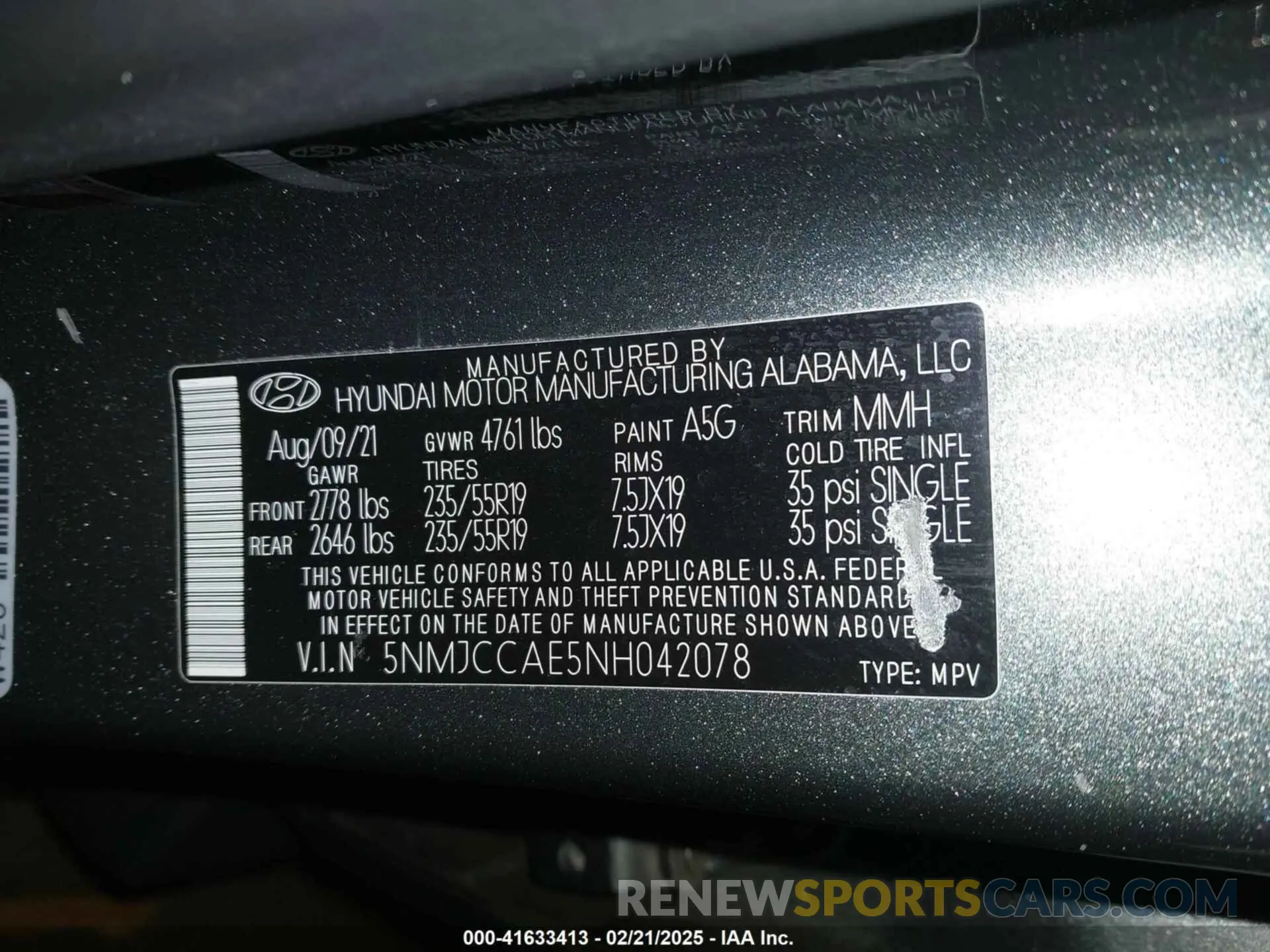 9 Photograph of a damaged car 5NMJCCAE5NH042078 HYUNDAI TUCSON 2022