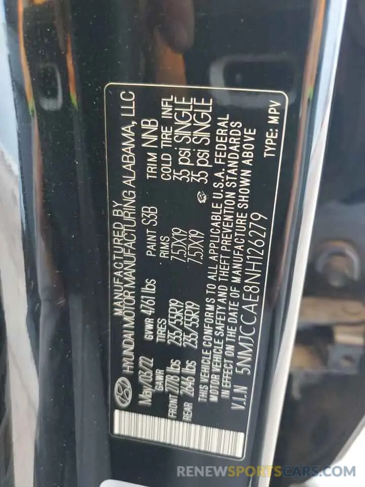 15 Photograph of a damaged car 5NMJCCAE8NH126279 HYUNDAI TUCSON 2022