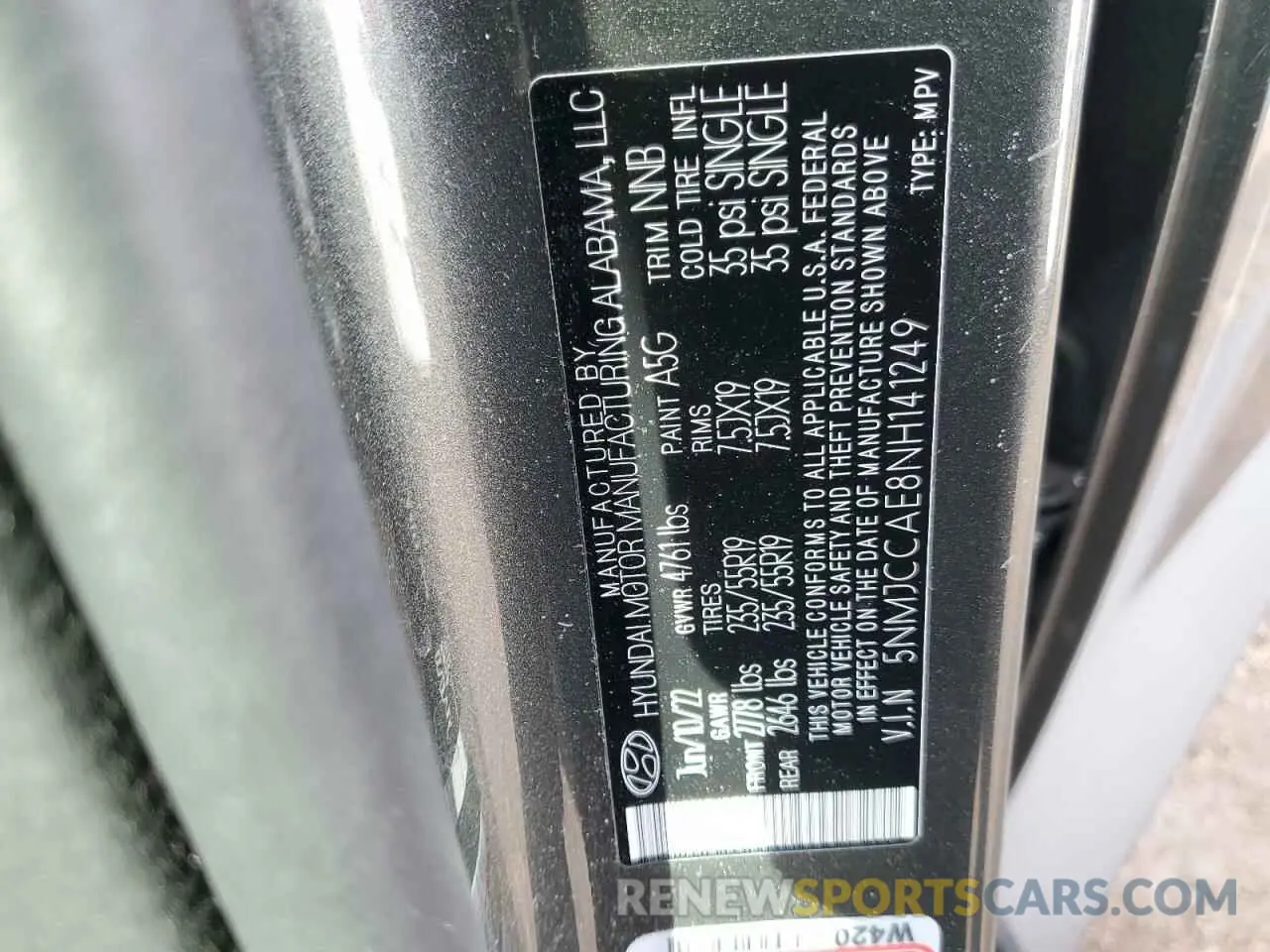 13 Photograph of a damaged car 5NMJCCAE8NH141249 HYUNDAI TUCSON 2022