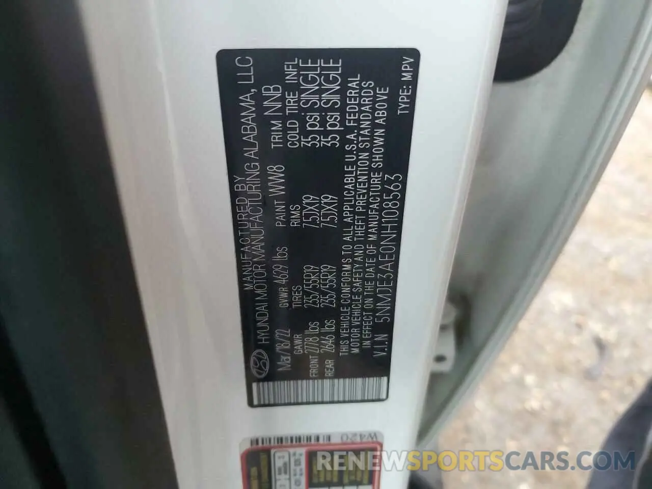 13 Photograph of a damaged car 5NMJE3AE0NH108563 HYUNDAI TUCSON 2022