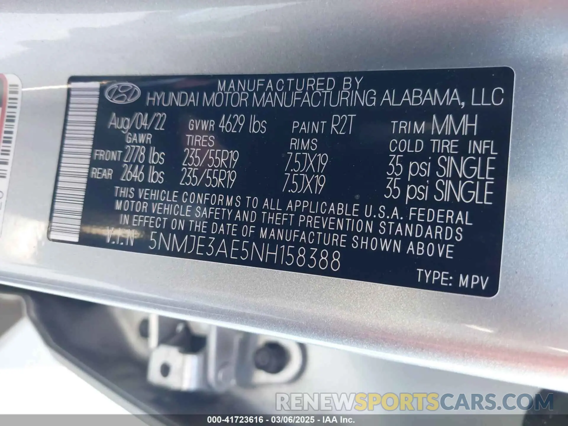9 Photograph of a damaged car 5NMJE3AE5NH158388 HYUNDAI TUCSON 2022
