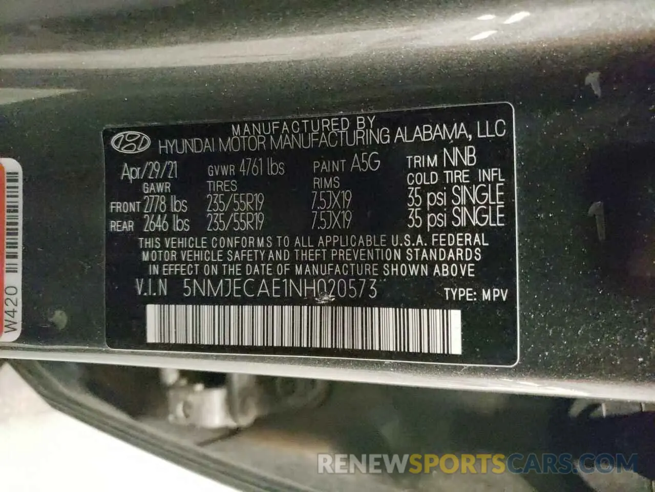 16 Photograph of a damaged car 5NMJECAE1NH020573 HYUNDAI TUCSON 2022