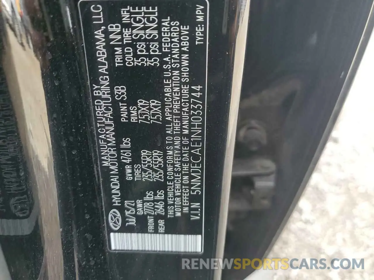 13 Photograph of a damaged car 5NMJECAE1NH033744 HYUNDAI TUCSON 2022