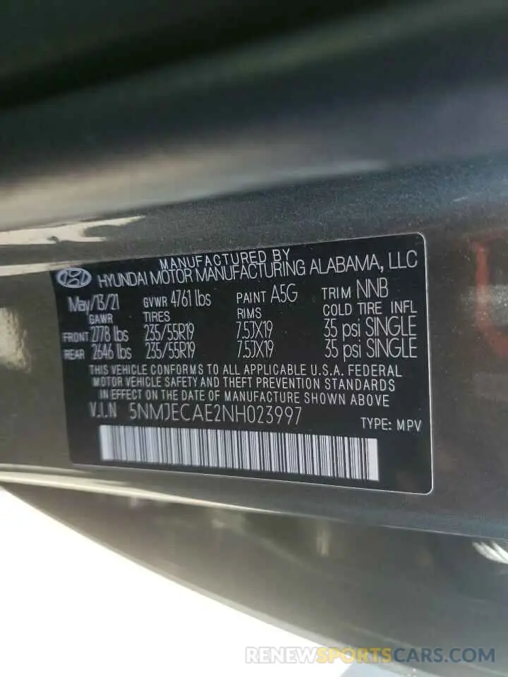 12 Photograph of a damaged car 5NMJECAE2NH023997 HYUNDAI TUCSON 2022