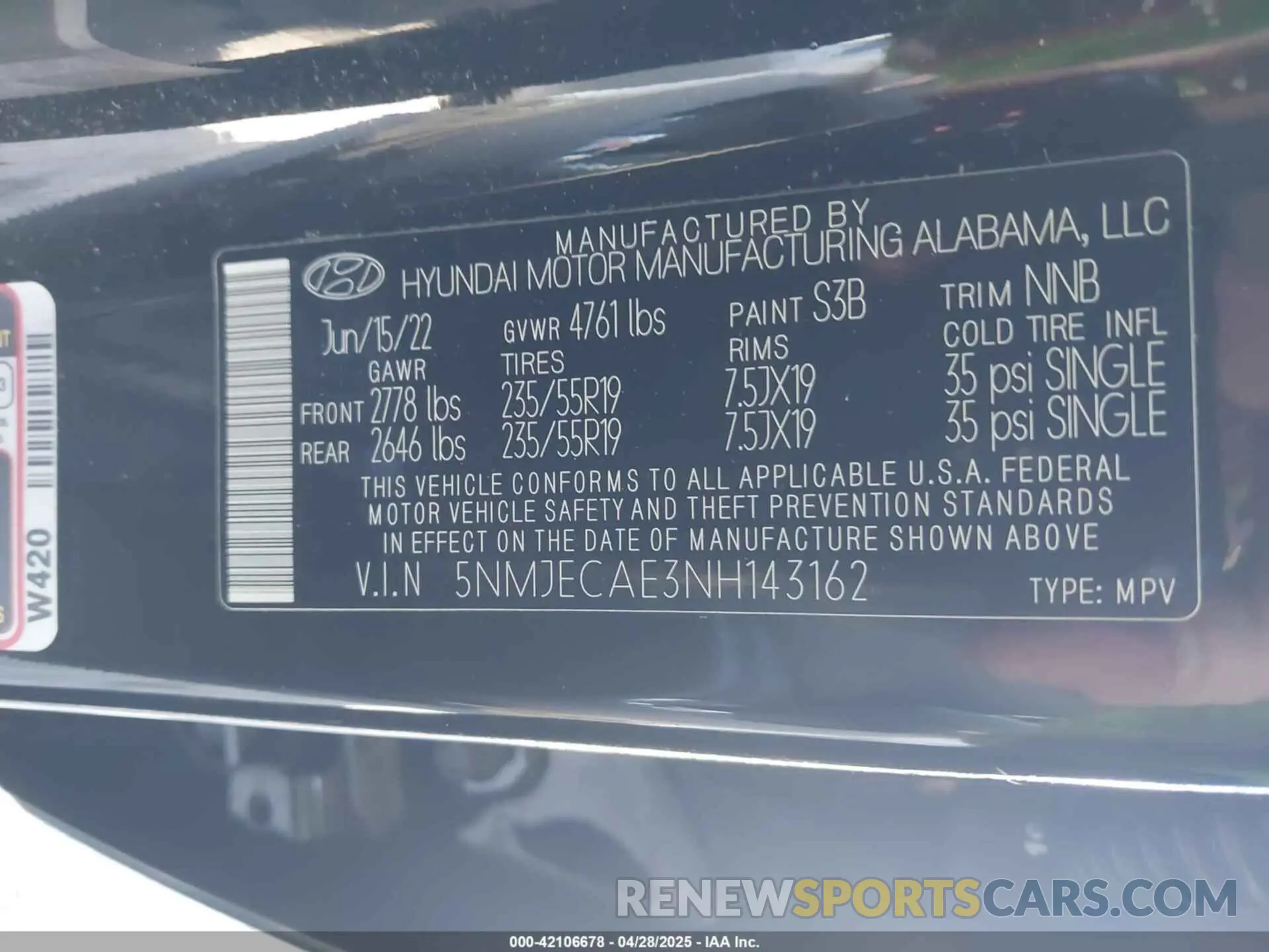 9 Photograph of a damaged car 5NMJECAE3NH143162 HYUNDAI TUCSON 2022