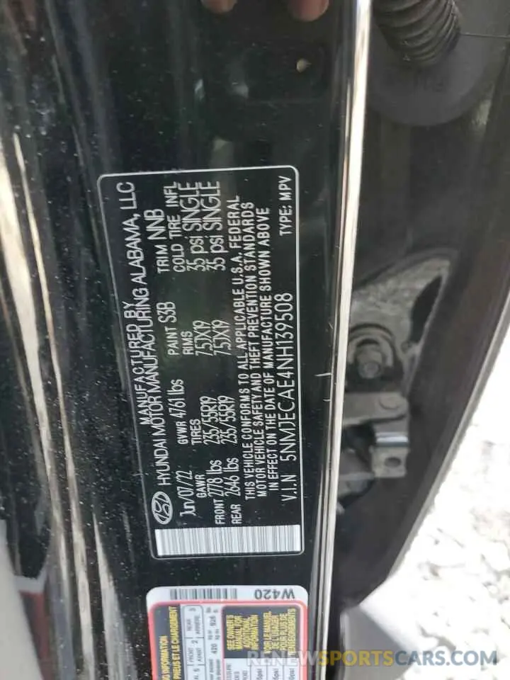 13 Photograph of a damaged car 5NMJECAE4NH139508 HYUNDAI TUCSON 2022