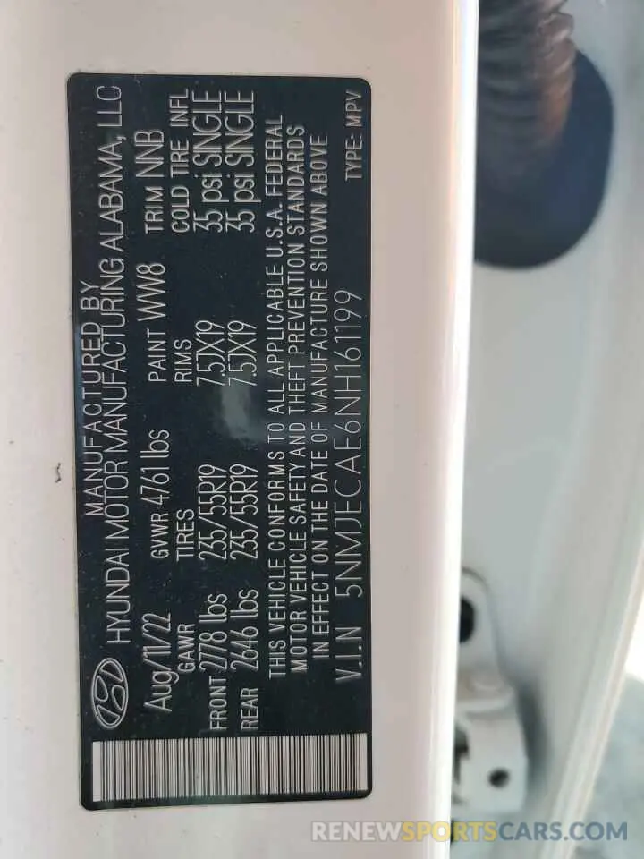 13 Photograph of a damaged car 5NMJECAE6NH161199 HYUNDAI TUCSON 2022