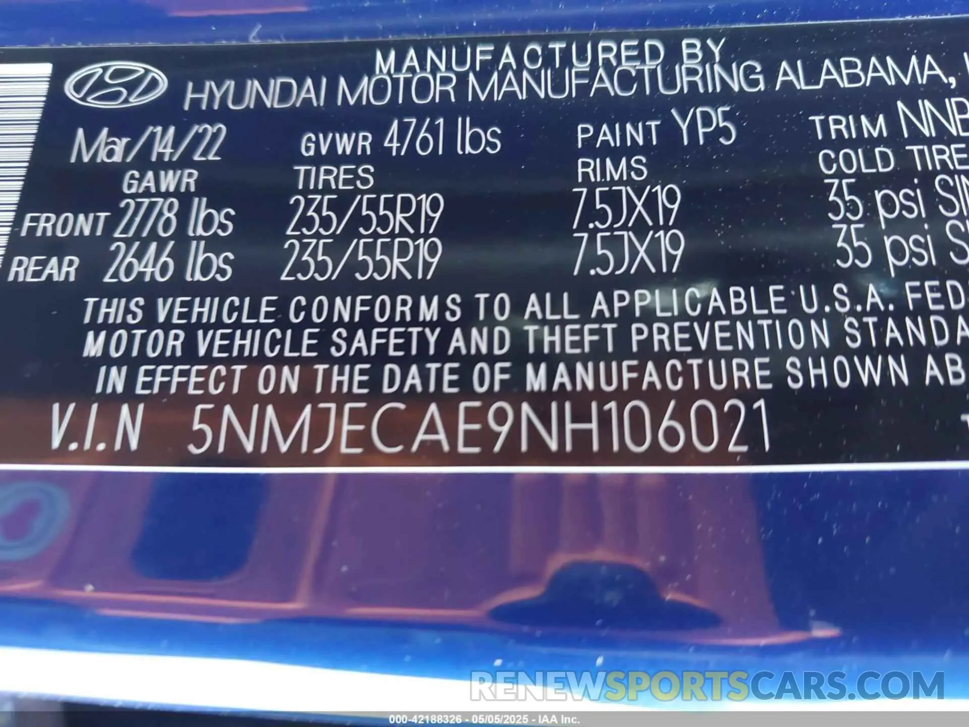 9 Photograph of a damaged car 5NMJECAE9NH106021 HYUNDAI TUCSON 2022
