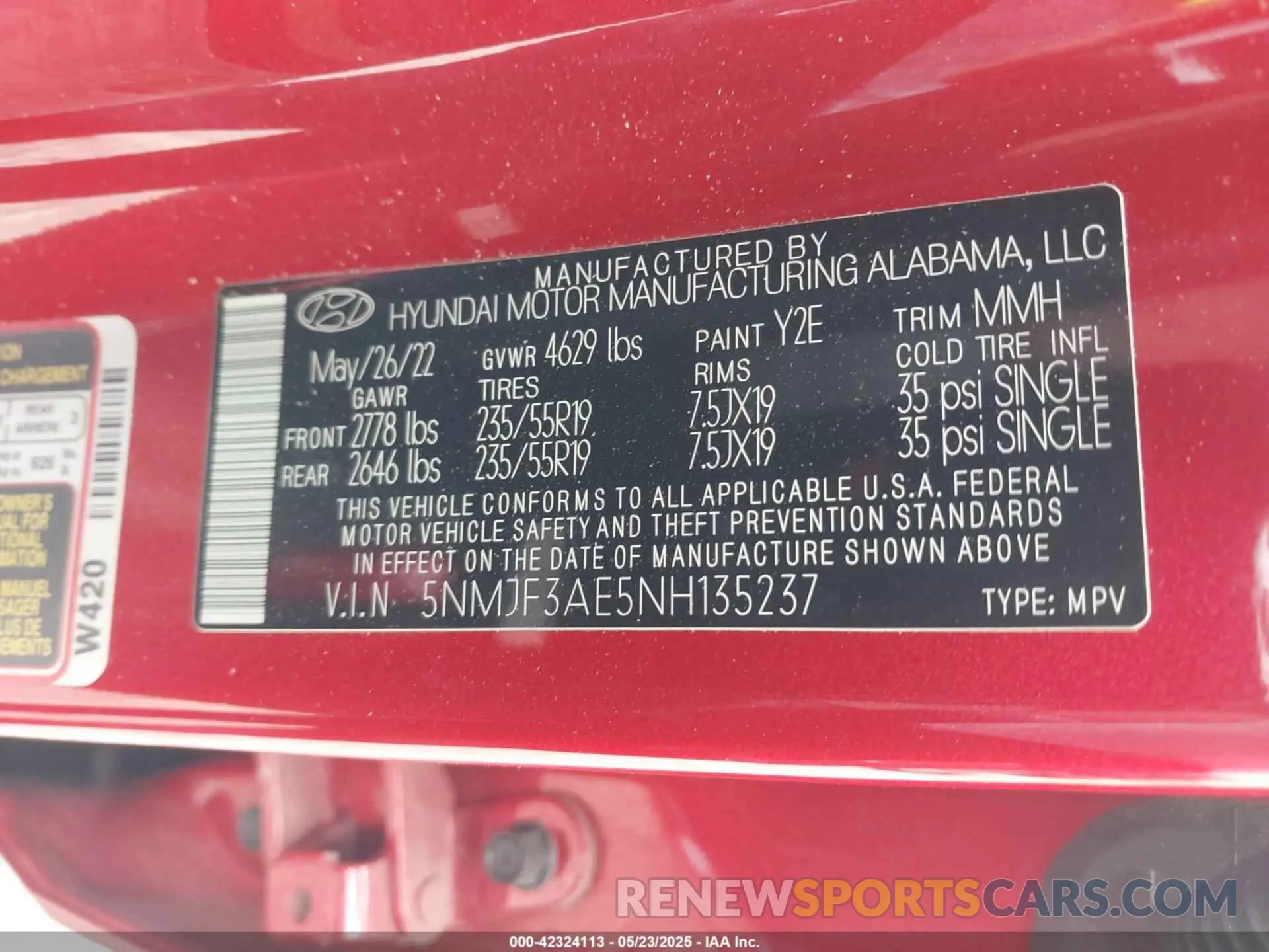 9 Photograph of a damaged car 5NMJF3AE5NH135237 HYUNDAI TUCSON 2022