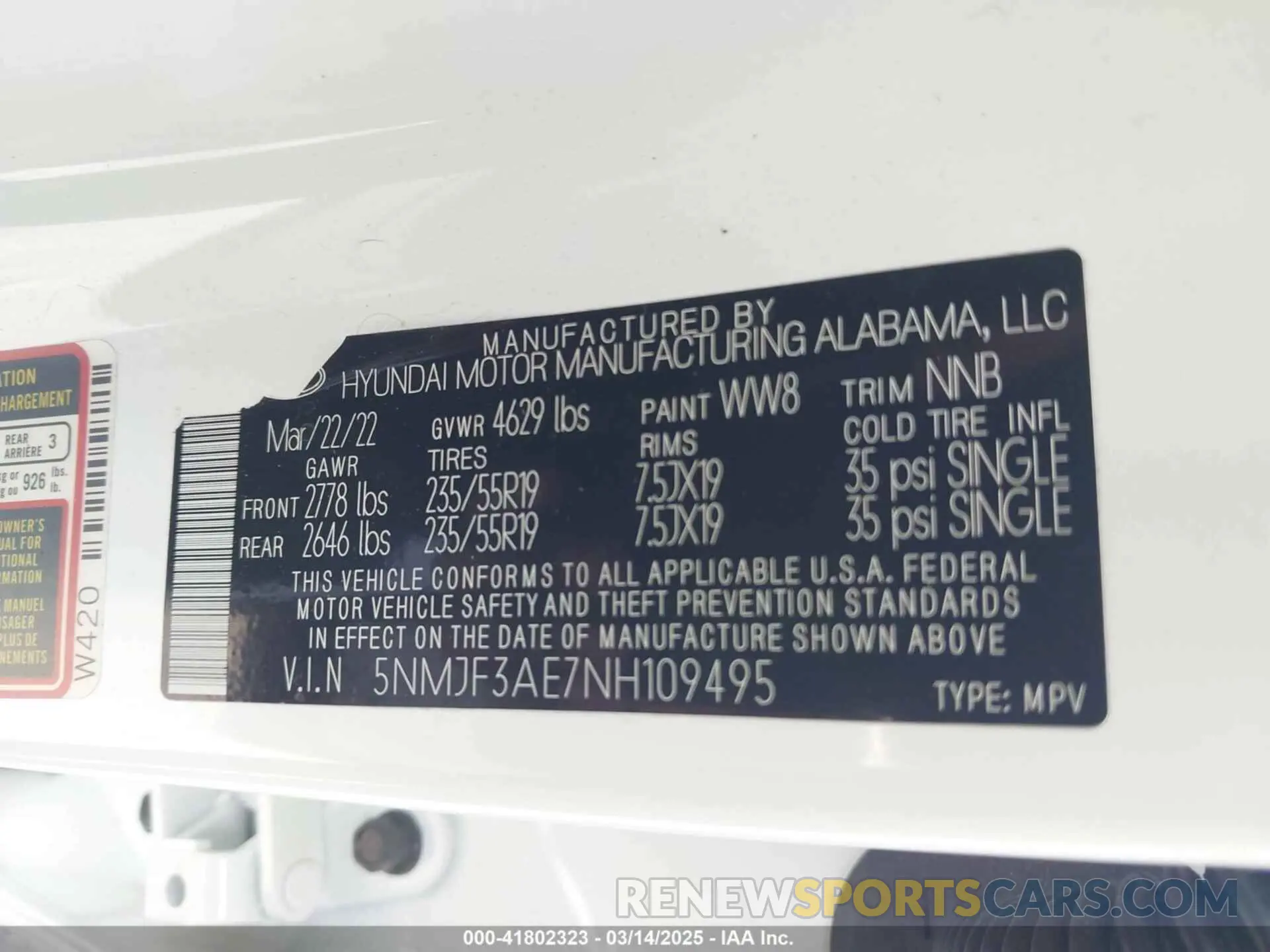 9 Photograph of a damaged car 5NMJF3AE7NH109495 HYUNDAI TUCSON 2022