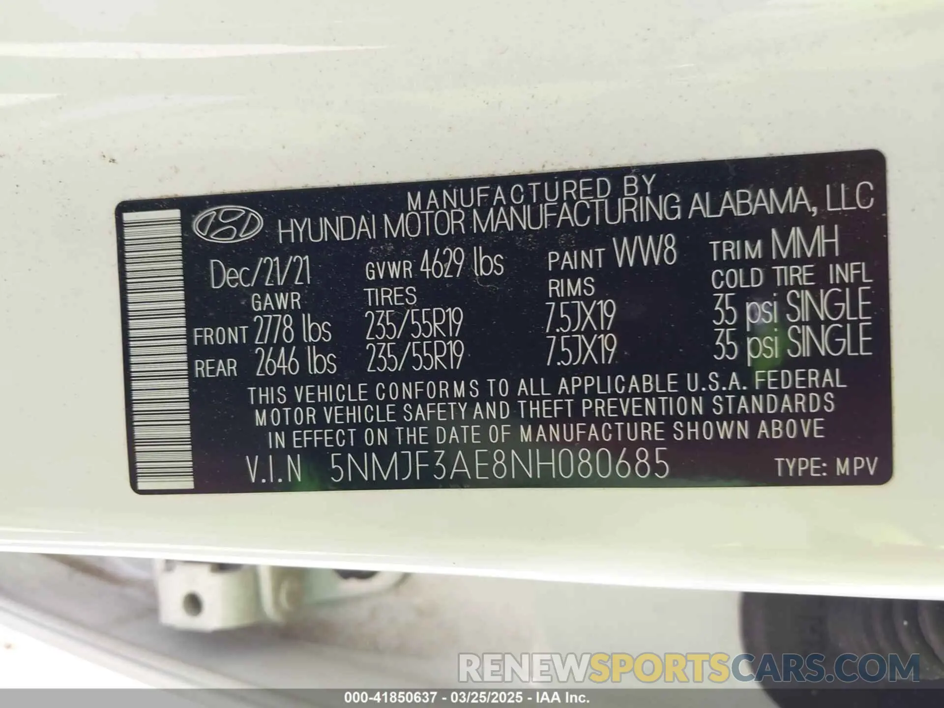 9 Photograph of a damaged car 5NMJF3AE8NH080685 HYUNDAI TUCSON 2022