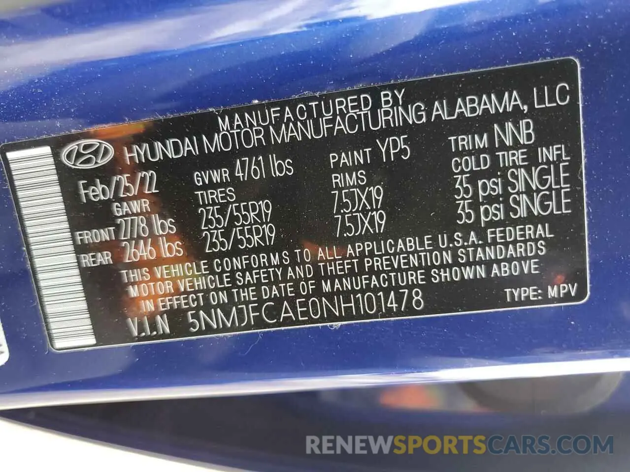 14 Photograph of a damaged car 5NMJFCAE0NH101478 HYUNDAI TUCSON 2022