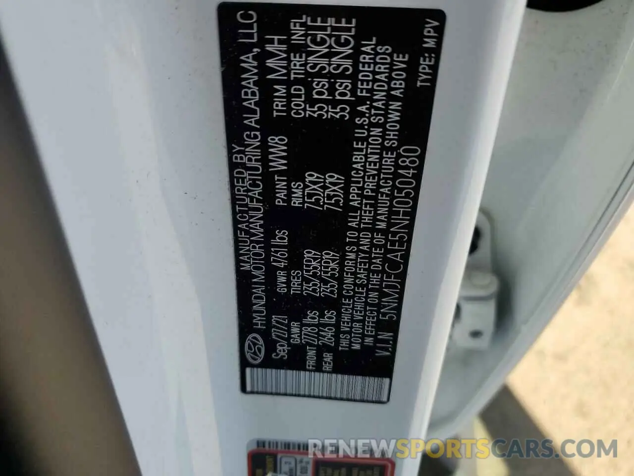 14 Photograph of a damaged car 5NMJFCAE5NH050480 HYUNDAI TUCSON 2022