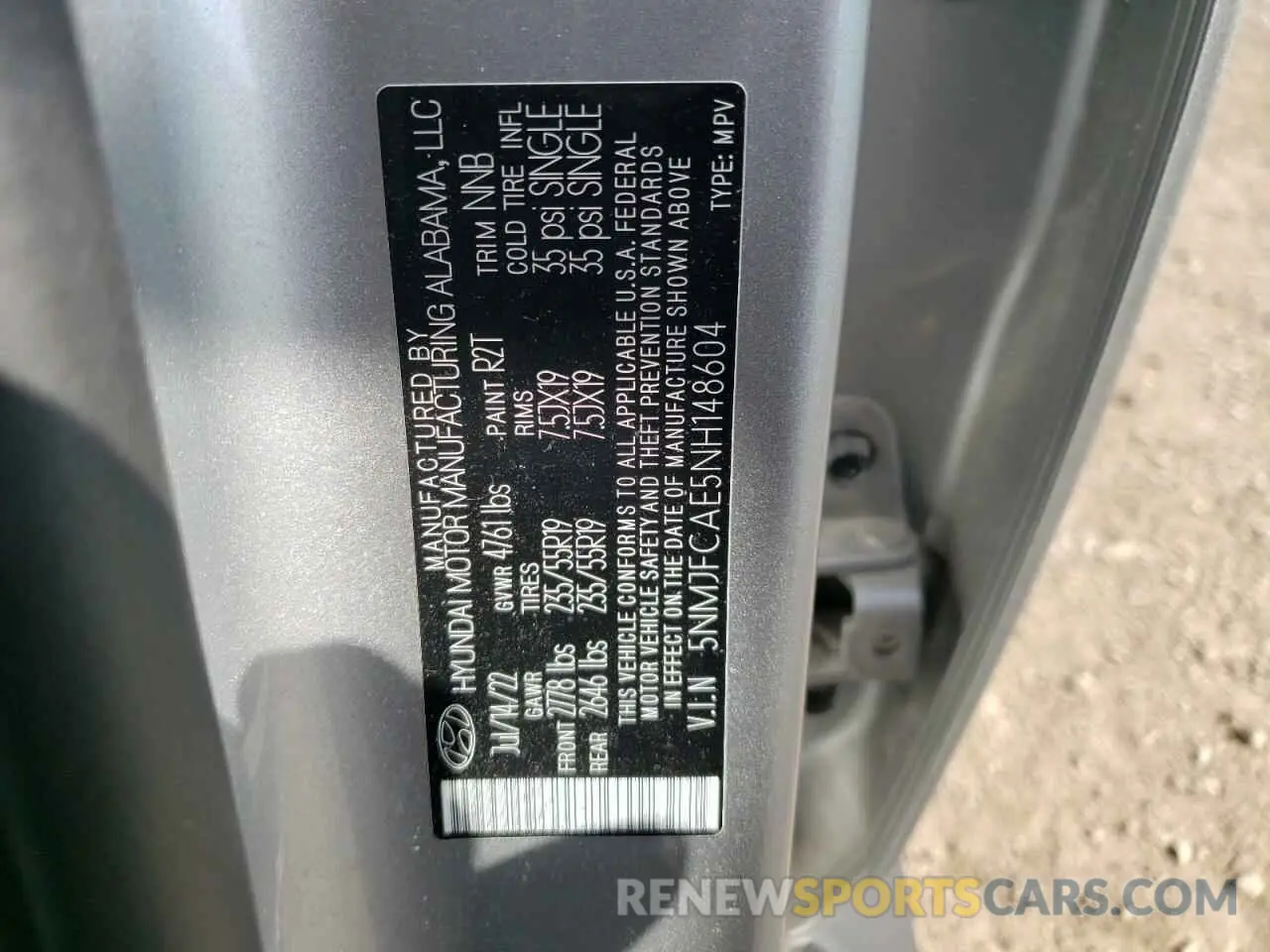 13 Photograph of a damaged car 5NMJFCAE5NH148604 HYUNDAI TUCSON 2022