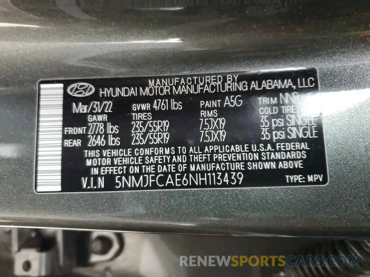 13 Photograph of a damaged car 5NMJFCAE6NH113439 HYUNDAI TUCSON 2022
