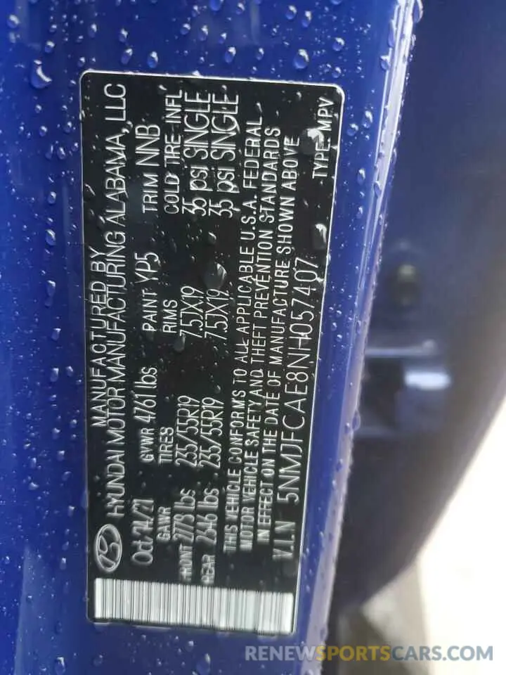 13 Photograph of a damaged car 5NMJFCAE8NH057407 HYUNDAI TUCSON 2022
