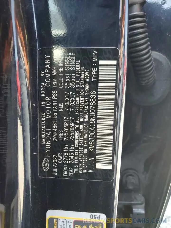 13 Photograph of a damaged car KM8JBCA18NU078836 HYUNDAI TUCSON 2022
