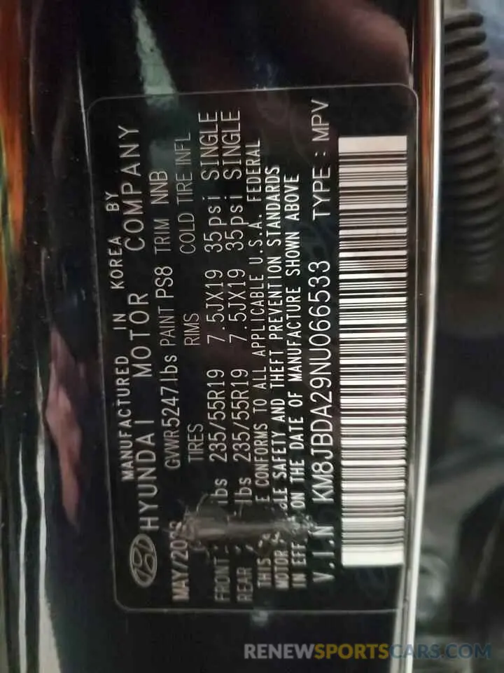 14 Photograph of a damaged car KM8JBDA29NU066533 HYUNDAI TUCSON 2022