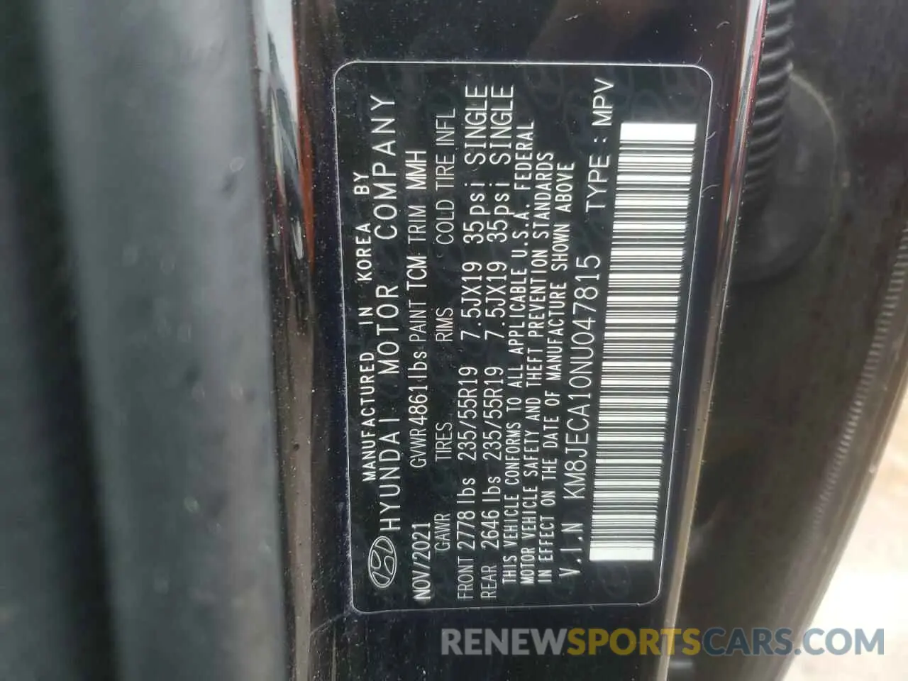12 Photograph of a damaged car KM8JECA10NU047815 HYUNDAI TUCSON 2022