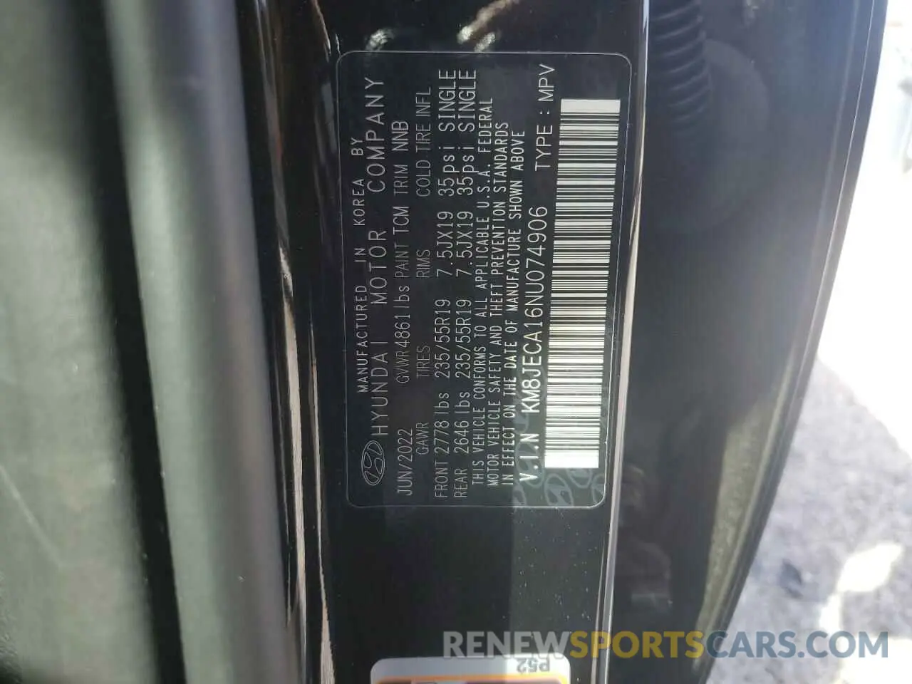 15 Photograph of a damaged car KM8JECA16NU074906 HYUNDAI TUCSON 2022
